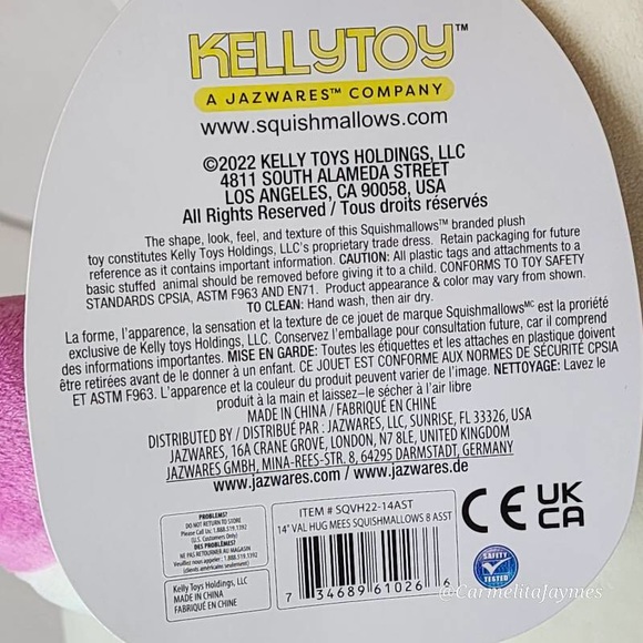 ❤️ CAEDYN 🐄 Pink Valentines Cow Heart Nose Hugmee Squishmallow Kellytoy NWT - Picture 5 of 9